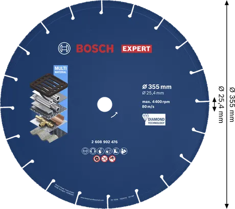 Diamantový řezný kotouč Bosch EXPERT na kov 355 mm.